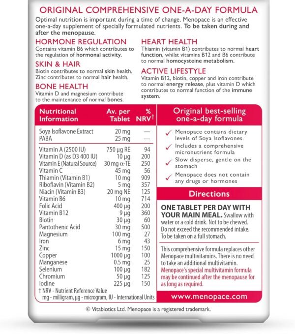 Menopace Original – 30 Tablets | Menopause Supplements by Vitabiotics - Image 3